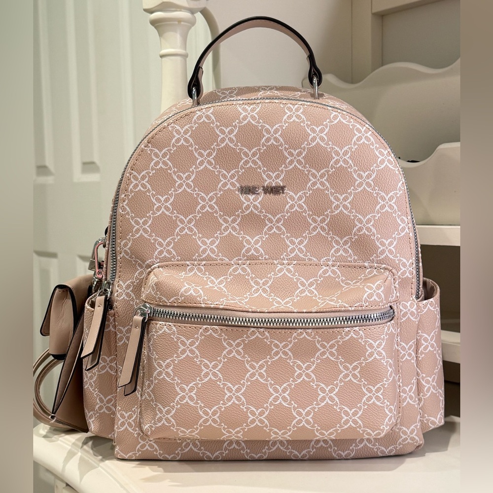 Nine West Mini Pink Patterned Backpack - image 1